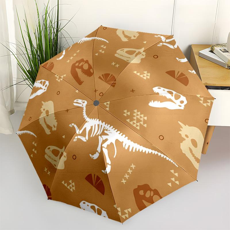 1pc Dinosaur Fossil Pattern Automatic Umbrella 8-Bone Design Compact Gear for Outdoor Travel, Perfect Helloween Chrismas Gift