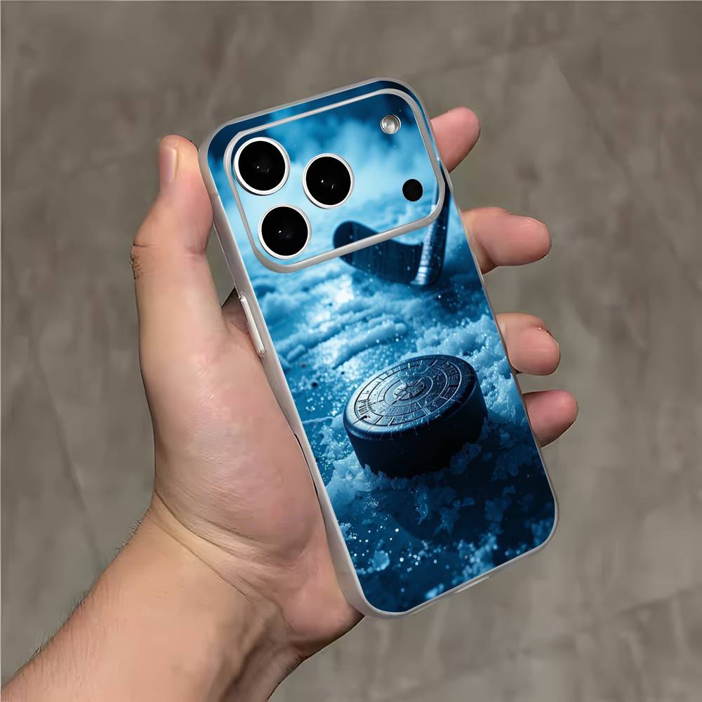 Ice Hockey Rink Puck Phone Case For iPhone 17,16,15,14,13,12,11,Pro,Max,Plus,E,Air,Mini Magnetic Frosted Clear