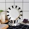 Black-and-white Hepburn Vintage Breakfast Plate Ceramic  Striped Wave Dot Tableware Dinner Plates  Dishes