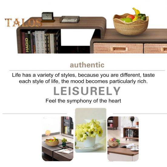 Oppbevaringskurv i rotting Rund serveringskurver til stue Håndvevd fruktskål Brødkurv til kjøkkenbenk