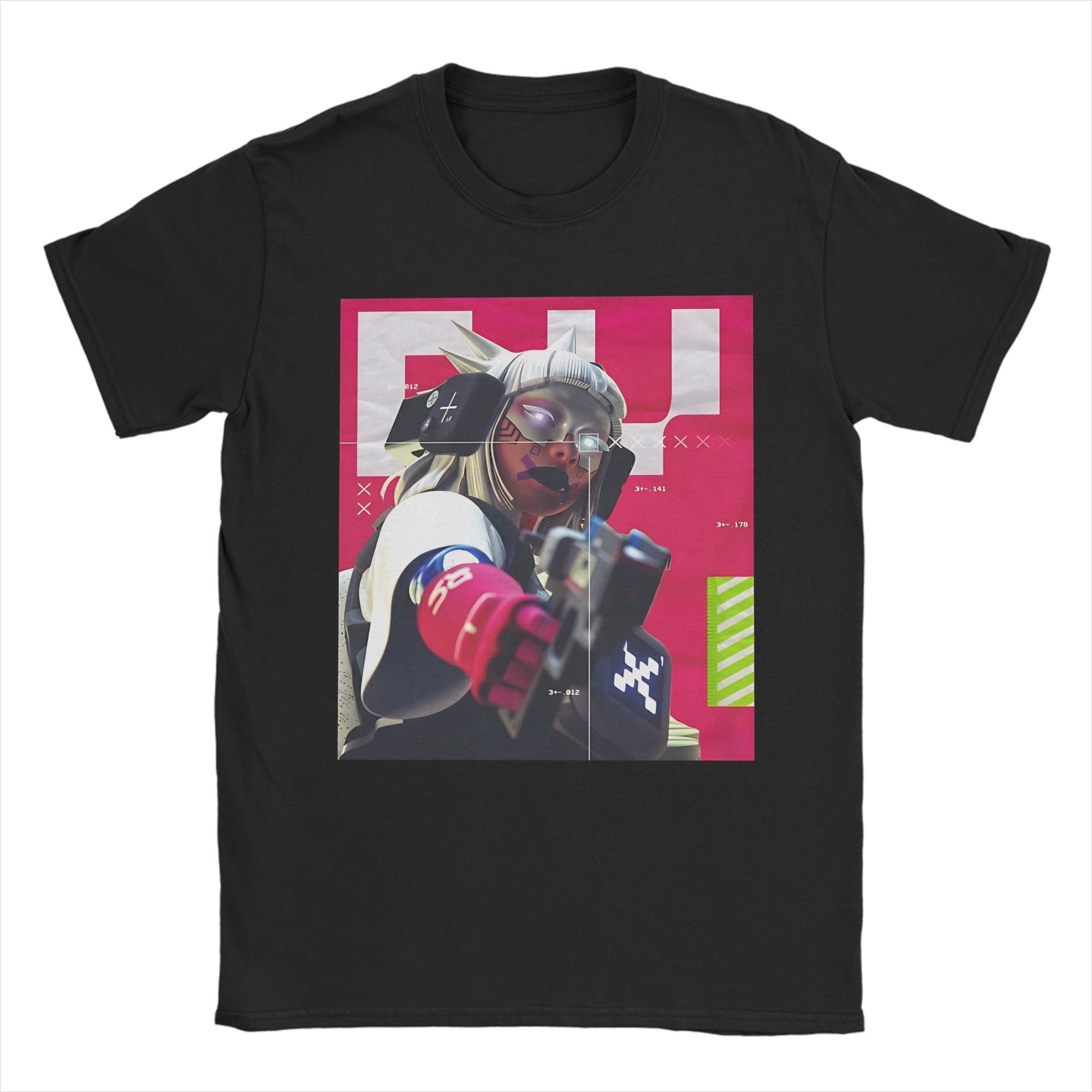 Marathon Game  T Shirt for Unisex Women Pure Cotton Novelty TShirt Crewneck Glitch Neon Pink Glitch SciFi  Tees Short Sleeve Tops S
