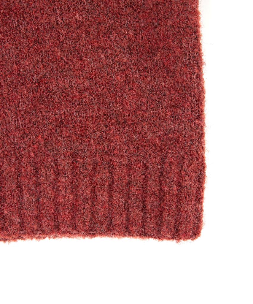 NOIRER FOR WOMAN Boucle V-Neck Oversized Sweater (Red)