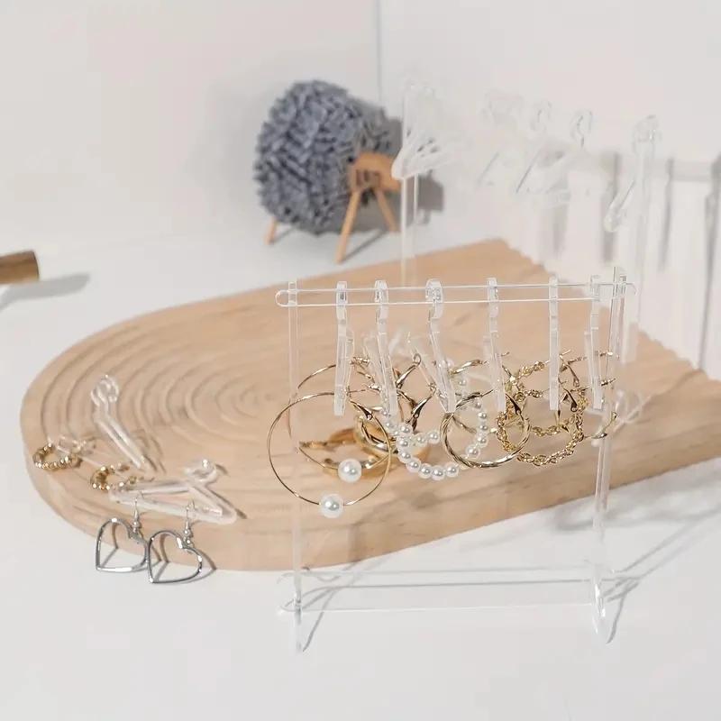 1set/2sets Acrylic Creative Jewelry Racks, Coat Hangers Shape Earring Racks, Cute Gift For Women And Girl, Home Shop Decor