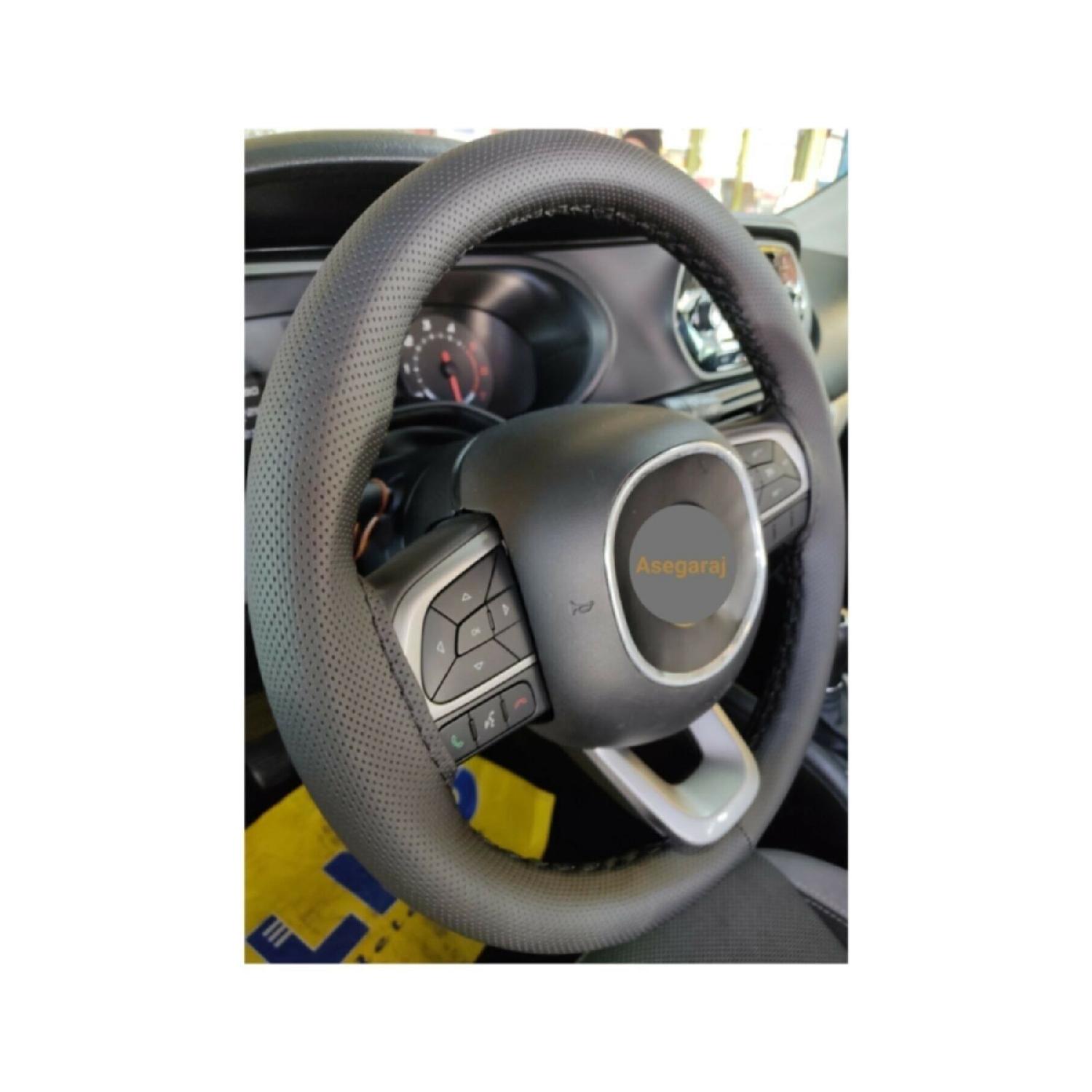 

Fiat Fiorino Compatible Leather Steering Wheel Cover Dotted Black 3810,5cm