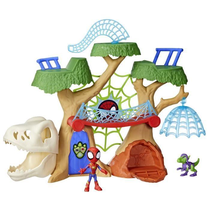 Spidey Coffret Dino-Webs base forestière, Figurines de super-héros et accessoires, dès 3 Ans, Spidey et Ses Ami