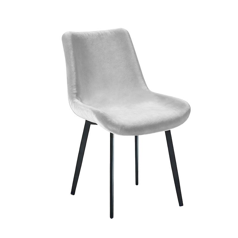 Silberfuchs Samt Esszimmerstuhlbezug - Einfarbig, Elastisch, Gepolstertes Rundbogen-Design.