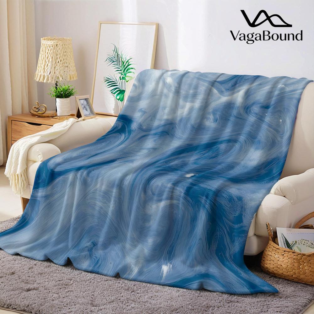 Icy Blue Swirl Flannel Blanket Warm Soft Halloween Christmas Couch Warm Cozy Decorative Decor Gift for All Season