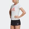 Adidas Logo Print Sports Crew Neck Short Sleeve T-Shirt Women tops White FT9737