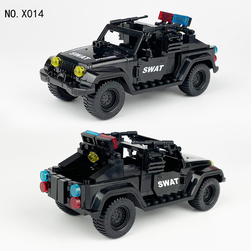 Package Children Assembled Building Block Toy X014 Accessories Tire Black Swat Car Pickup Truck