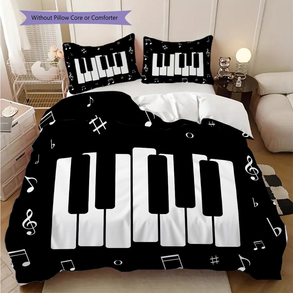 1PC Music, guitar Theme Bedding Quilt Set Quilt Cover Pillowcase Home Decoration Birthday Gift (1 * duvet cover + 9 * pillowcase, without core)