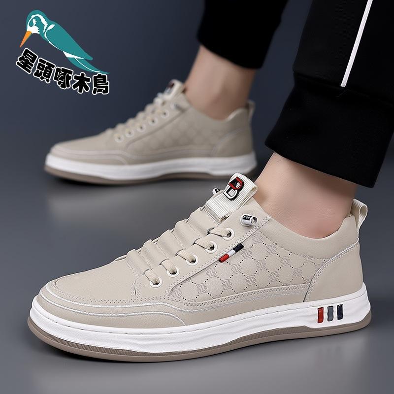 2025 spring and summer new soft leather cowhide men's shoes soft sole trend versatile daily shoes