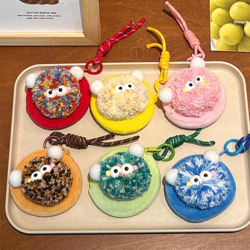 Creative Cute Fur Ball Coin Purse Cartoon Plush Doll Earphone Bag Key Pendant Backpack Hanging Decoration Couple Gifts