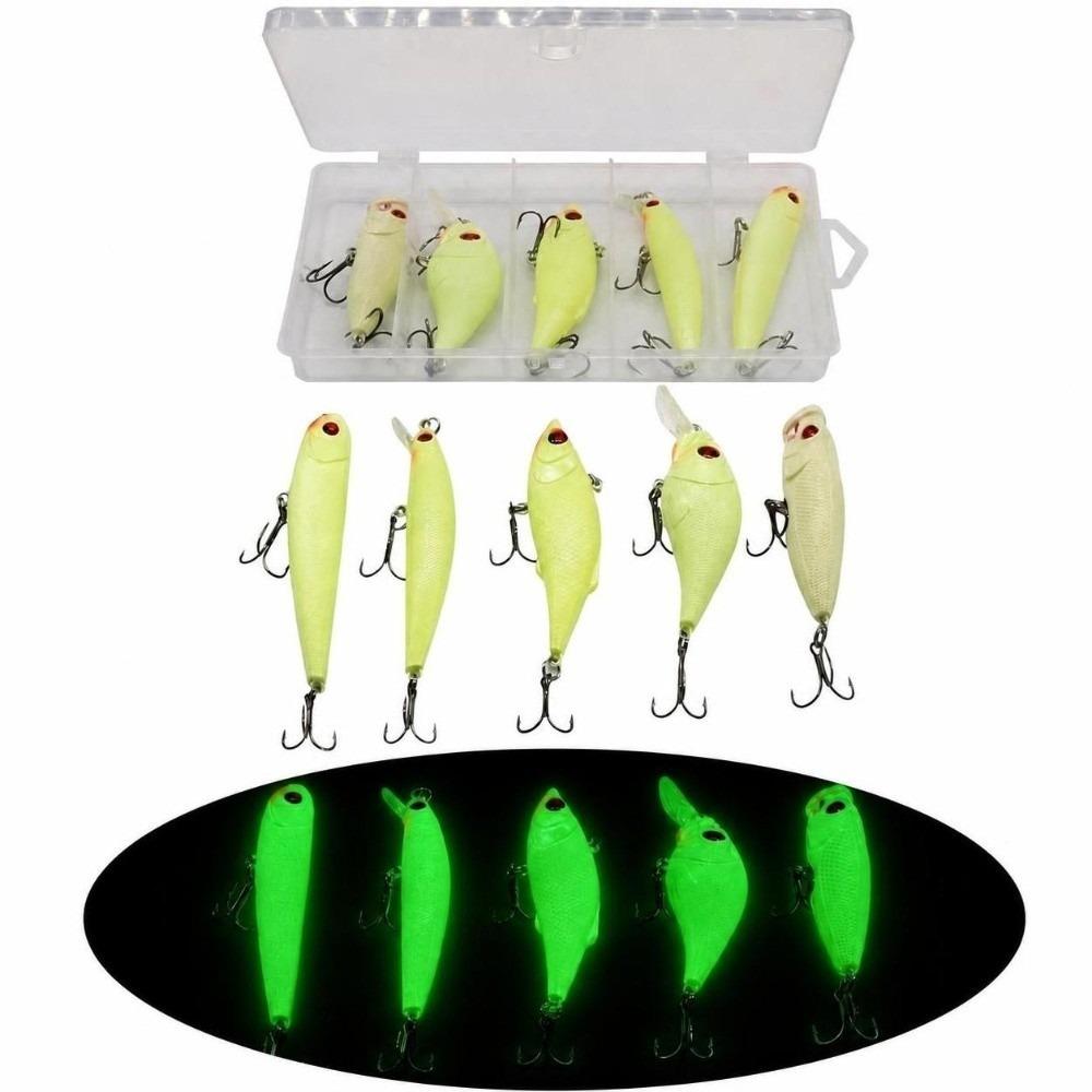 with Treble Hooks Fishing Crankbait Kit Luminous Fishing Baits Kit Saltwater Freshwater