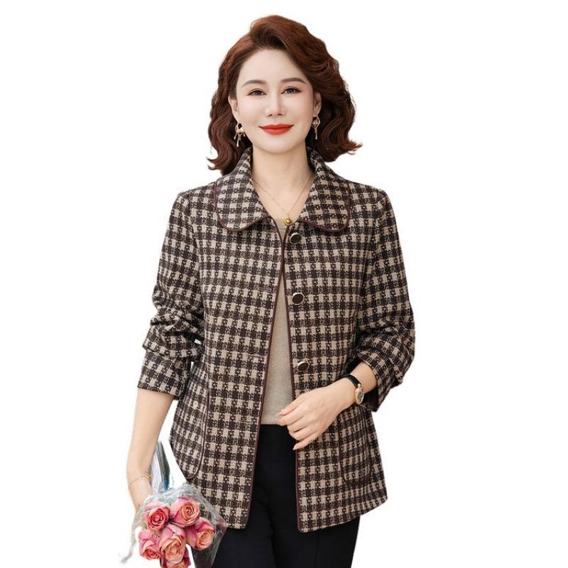 2026 Stylish Autumn Plaid Jacket for Middle-Aged and Elderly Women