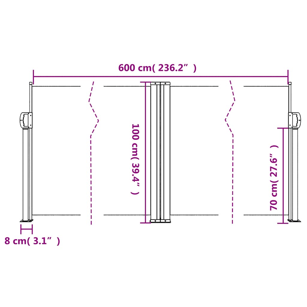 Retractable Side Awning Anthracite 100 X 600 Cm