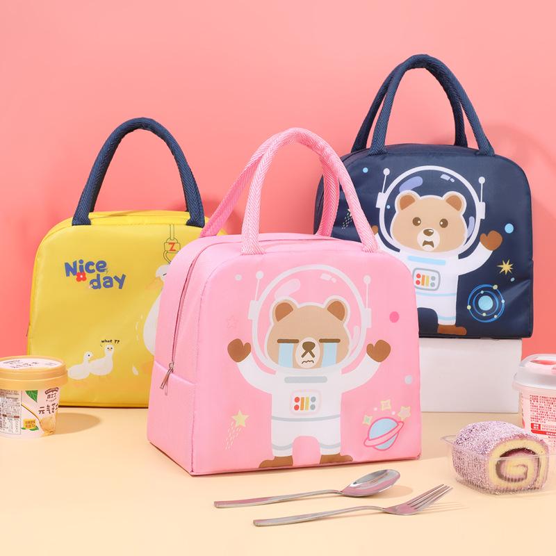 Cartoon Bento Insulated Lunch Bag with Aluminum Foil, Waterproof & Thickened