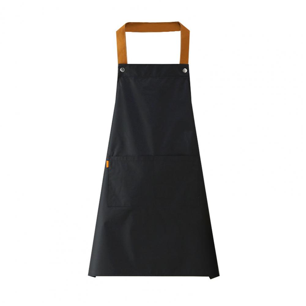 Solid Color Kitchen Apron with Dual Pockets Waterproof Oil-proof Adjustable Breathable Men Women Chef Cooking Baking Bib Apron
