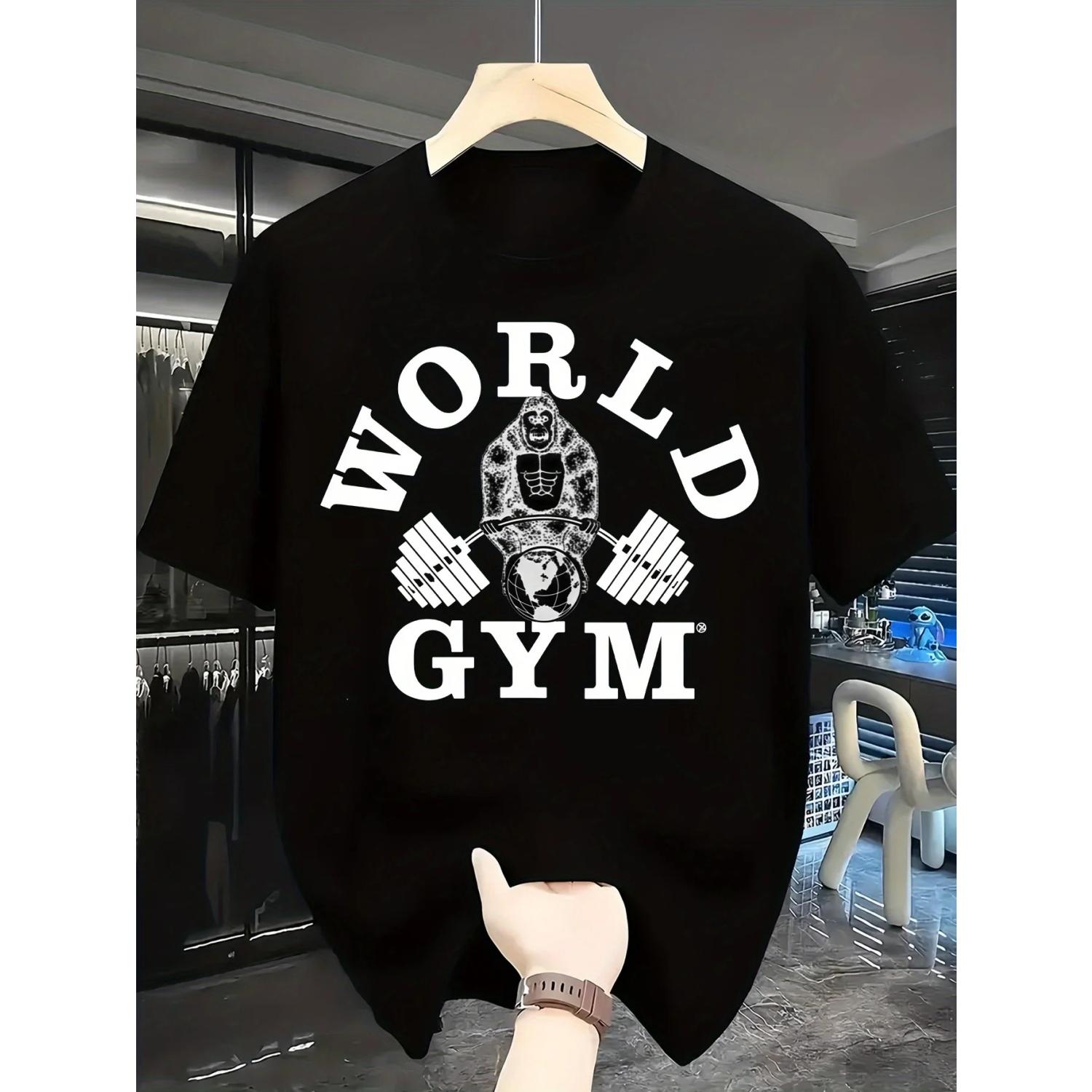 

Gorilla Cotton TShirt Casual Athletic Retro Style Men Fitness Muscle Black S чёрный