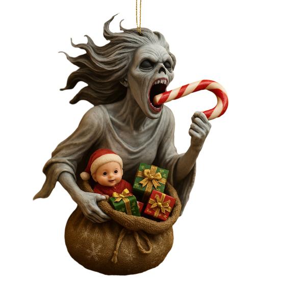 

Dark Christmas Ornament 2D Acrylic Headless Santa/Devil Christmas Tree Ornament for Indoor Outdoor Home Party Decor J