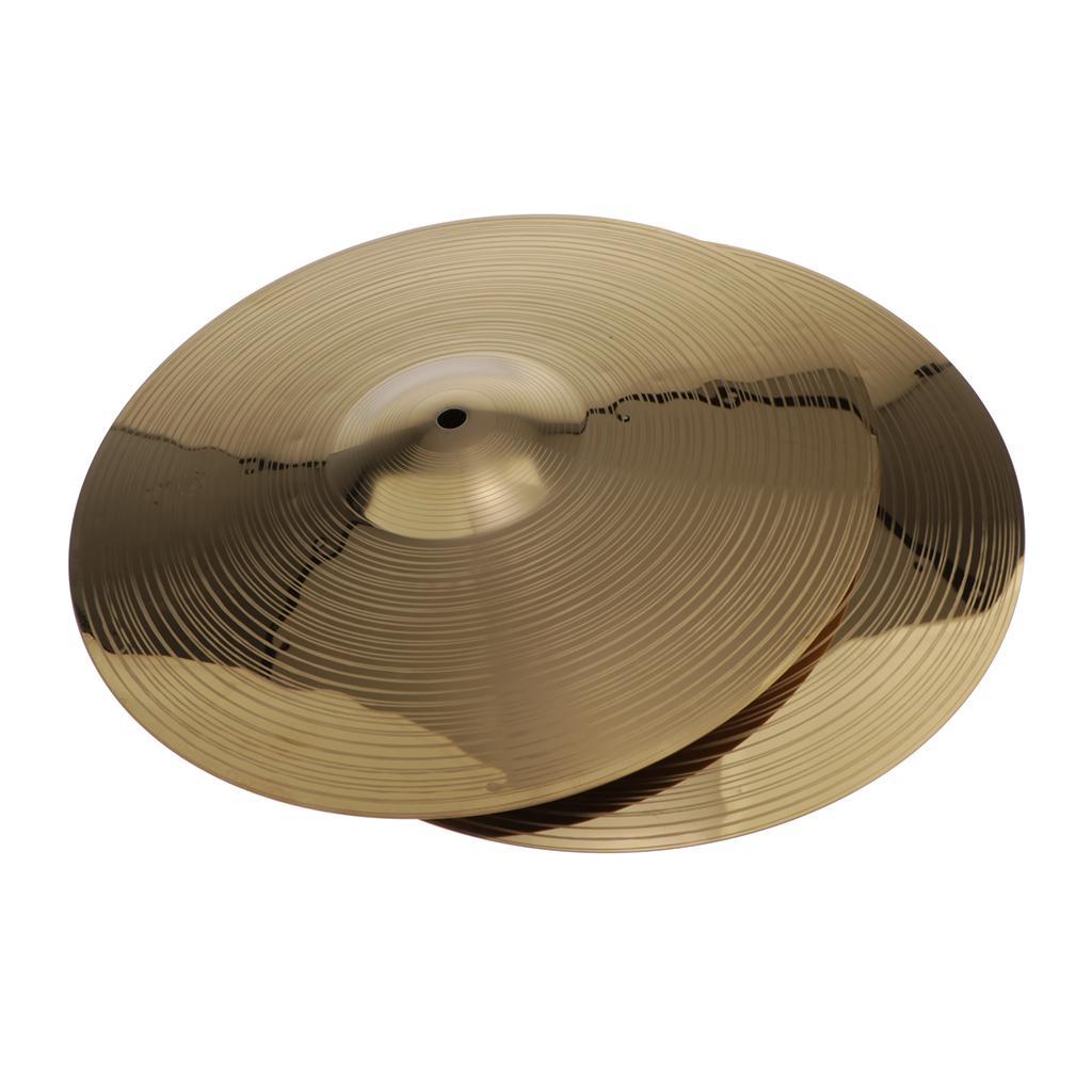 2 Pieces Alloy Hi Hat Cymbals 14inch for Drum Set Parts, Golden