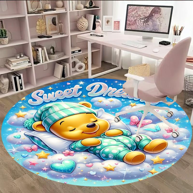 1pc Pooh Bear Carpet, Round Rug, Comfortable, Suitable for Entryways, Living Rooms, Office, And Bedrooms, Christmas Decoration