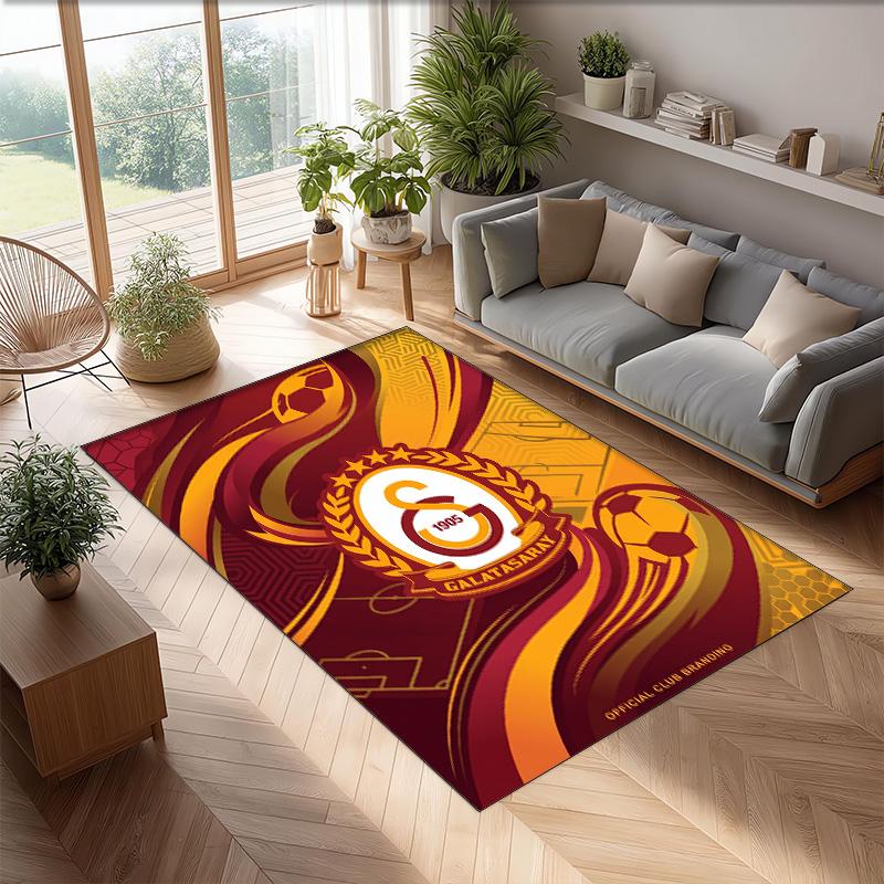 Tappeto Morbido Antiscivolo per Interni con Motivo Calcio Galatasaray FC Tappetino Decorativo Sportivo per Camera da Letto