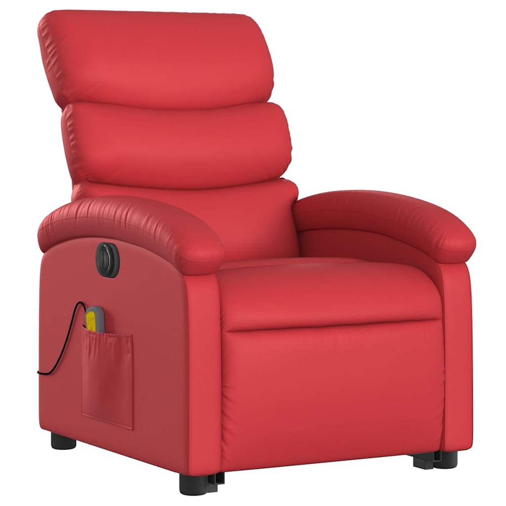 Reclining Electric Red Lift-Up Armchair with Massage