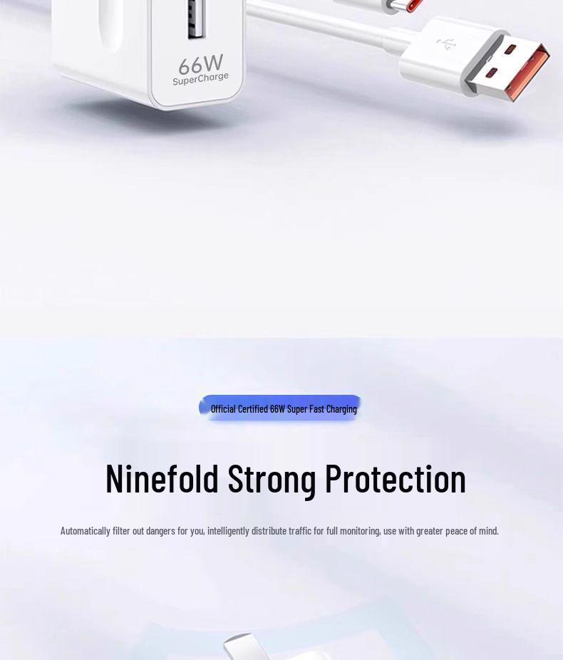120W Fast Charger & 6A Data Cable for Huawei Mate 50/60 & Honor Phones Universal 66W Compatible.