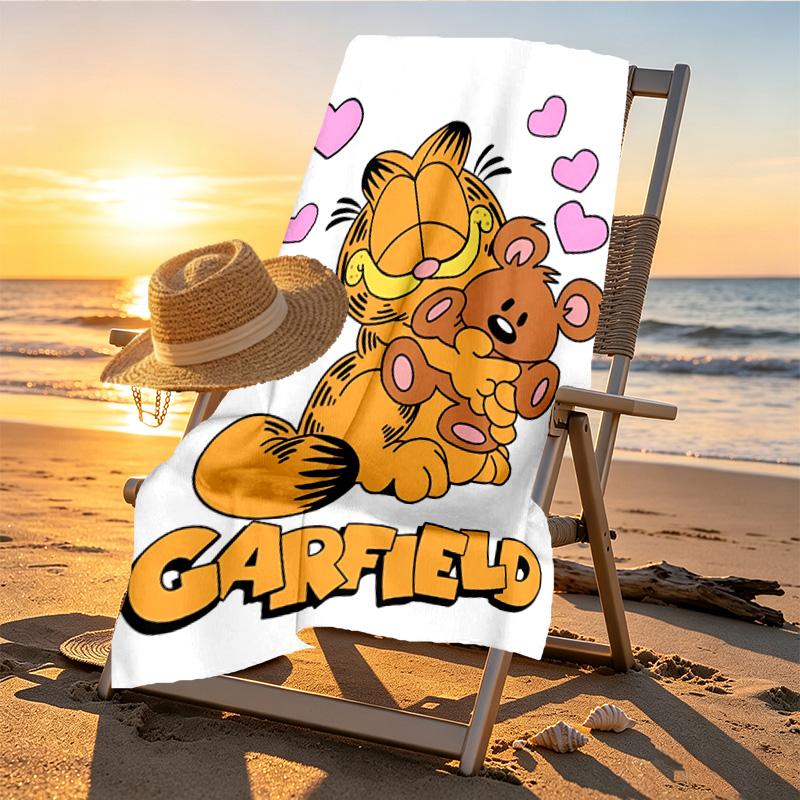 Garfield Print Beach Towel Design, Soft, Lightweight. for Home Bathroom, Spa, Pool, Yoga, Surfing, Camping, Gift for Family, Friend