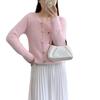 French small fragrant style imitation mink knitted cardigan women's autumn and winter temperament elegant round neck solid color double-breasted