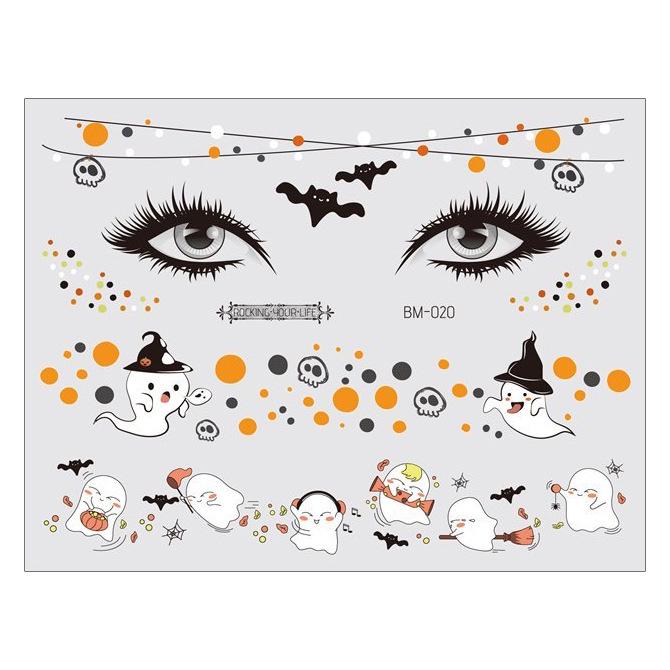 Waterproof Halloween Bat Face Stickers for Kids - Aesthetic Temporary Tattoos