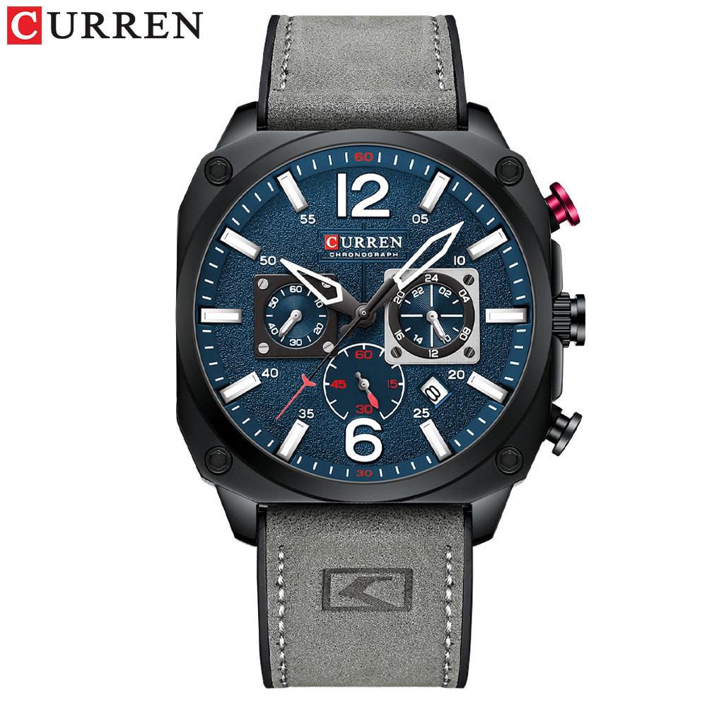 Curren 8398 Men's Multifunctional Leather Strap Calendar Watch