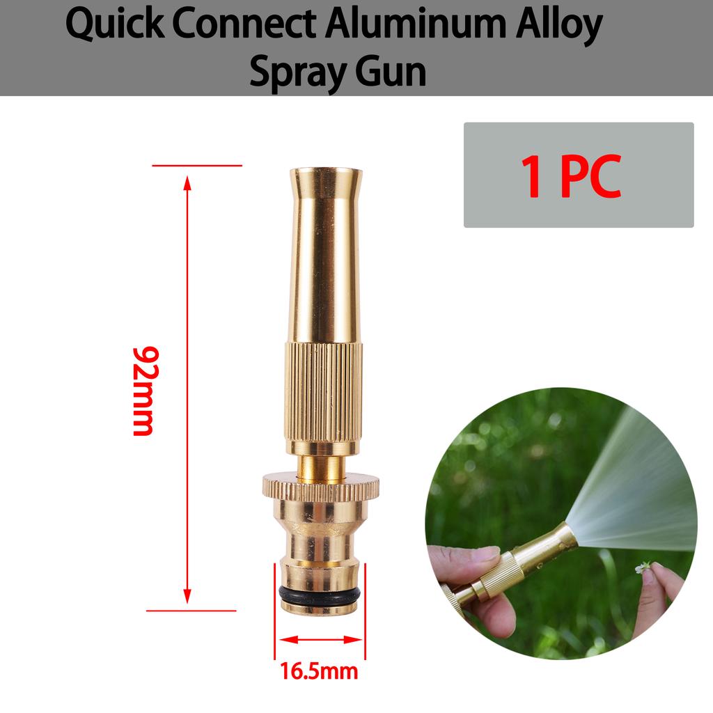 16mm Brass/Aluminum Alloy High Pressure Adjustable Direct Spray Water Car Wash Gun Nozzle Sprinkler for Watering Plants Cleaning