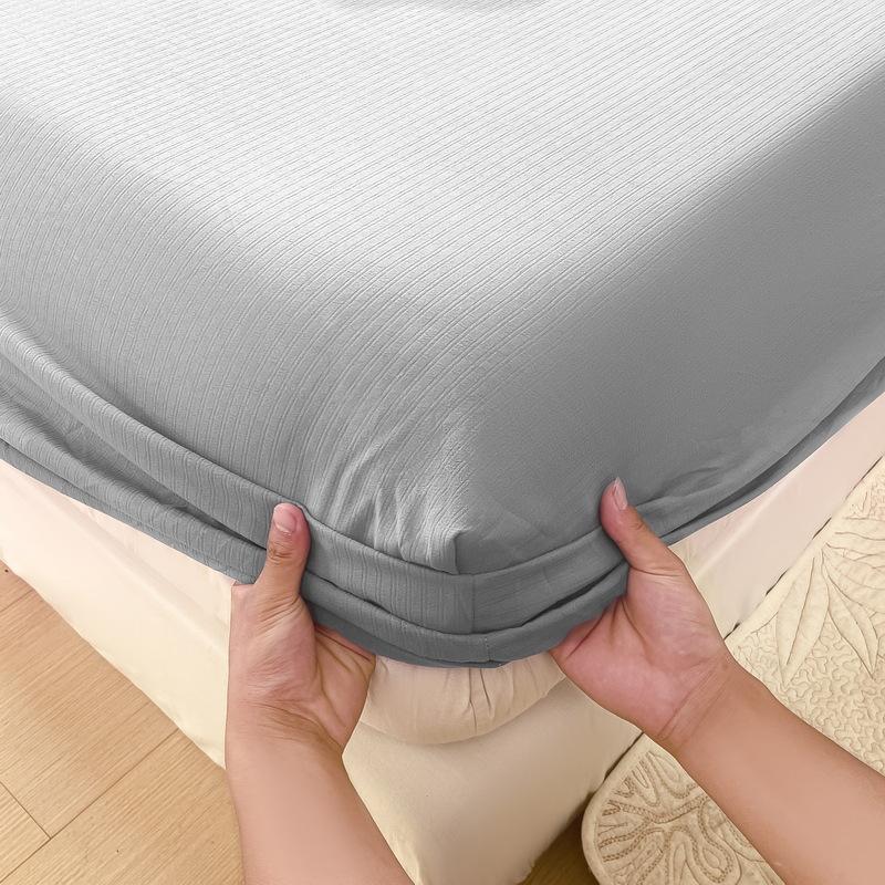 Baumwoll-Spannbettlaken Einfarbig mit Gummizug Rutschfest Verstellbarer Matratzenbezug für Doppel-, King-, Queen-Bett 150x200 200x220cm