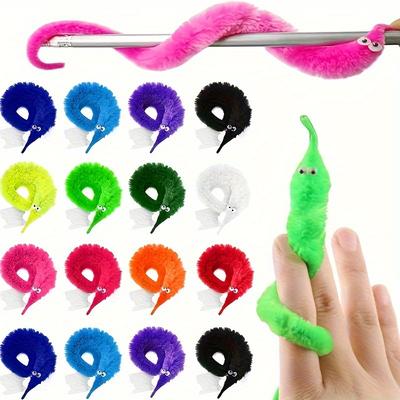 12Pcs Fun Worm Magic Props Pet Toys for Children Kids Beginners Wiggly Twisty Worm with Invisible String Party Games Trick Toys