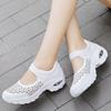 Breathable Women's Walking Shoes Hollow-out Platform Shoes Air-cushion Ladies Casual Shoes Elastic Wedges