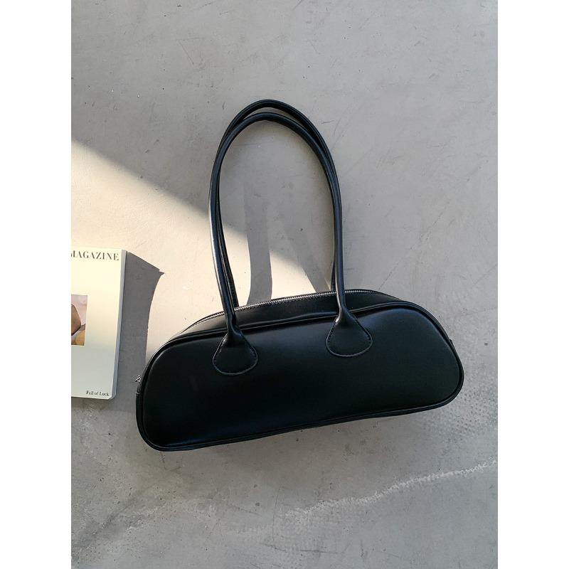 

Fashion Baguette Shoulder Bag - Structured PU Underarm Purse Retro Minimalist Design for Women Unique Daily Accessory чёрный