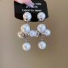 Elegant French Retro Floral Pearl Earrings - Geometric, Versatile, High-End Design for Women