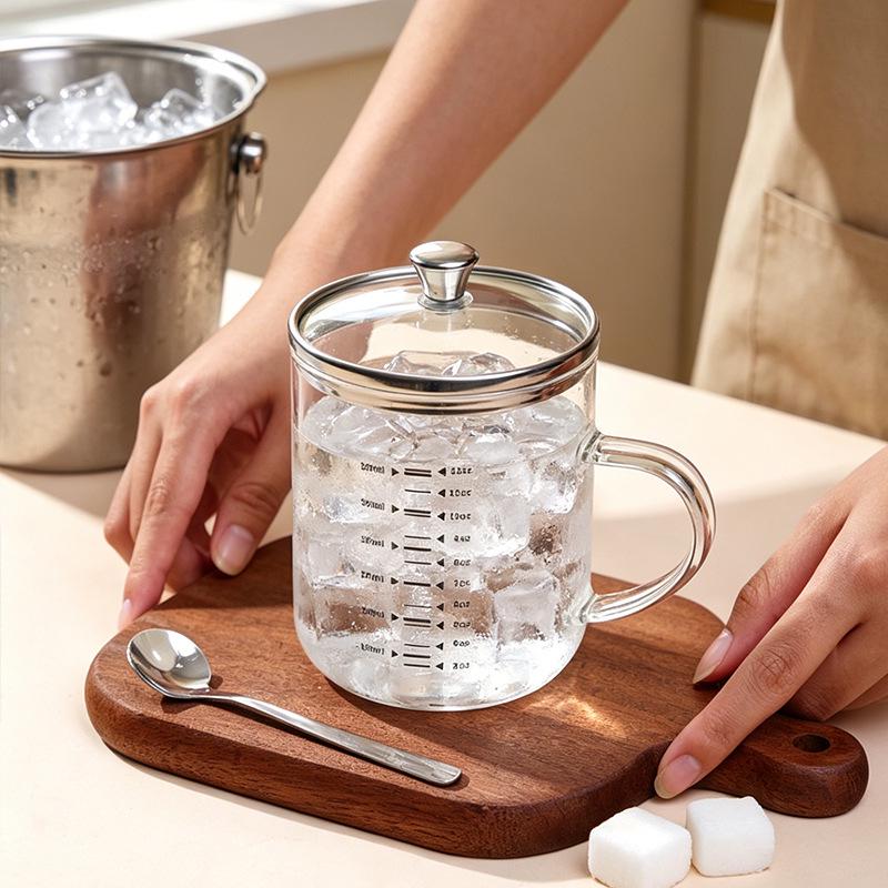 Microwaveable Graduated Borosilicate Glass Milk & Water Cup for Women