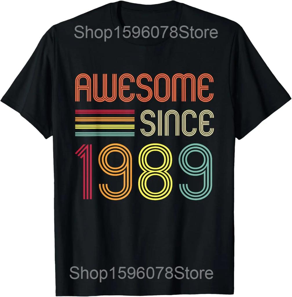 Vintage 1989 Music Cassette 36th Birthday Gifts 36 Years Old T Shirt Men Streetwear Tee Shirt Short Sleeve Unisex Loose Clothing