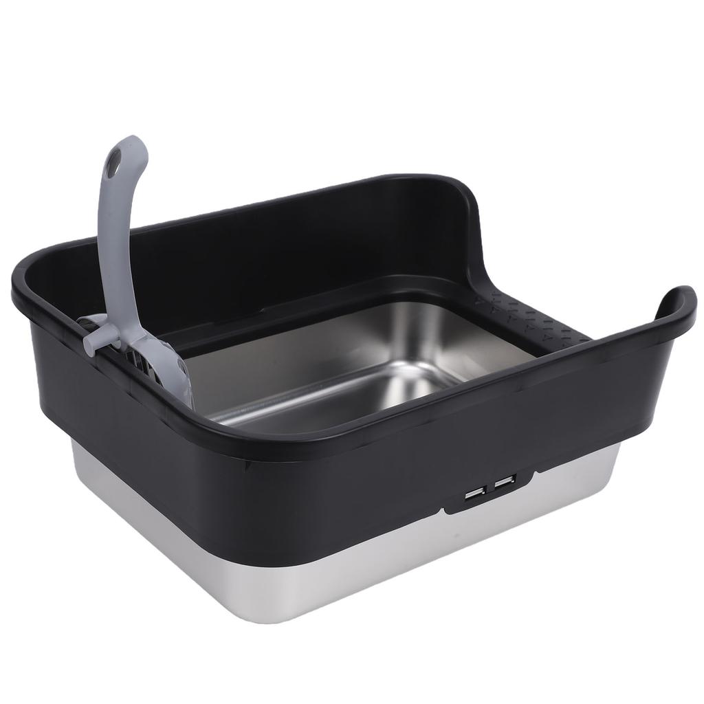 Cat Litter Box Large Size Open Top High Sided Easy Cleaning Stainless Steel Cat Litter Box for Home