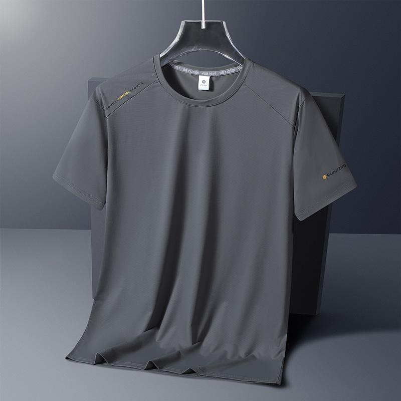 Men's Light Grey Quick-Dry Short Sleeve Sports T-Shirt