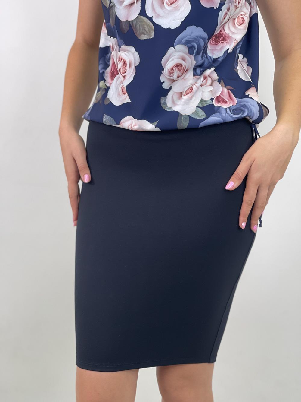 

Спідниця з високою талії та з розрізом Inedit 0179 S синій