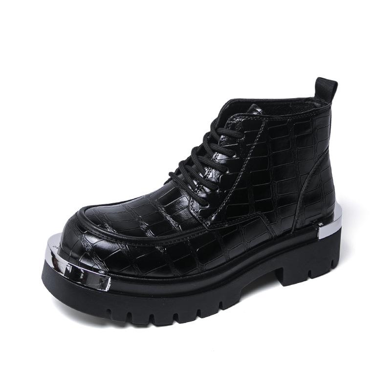 Men's Plus Size High-Top Thick-Sole Leather Boots - Autumn/Winter 2025 Fashion Edition
