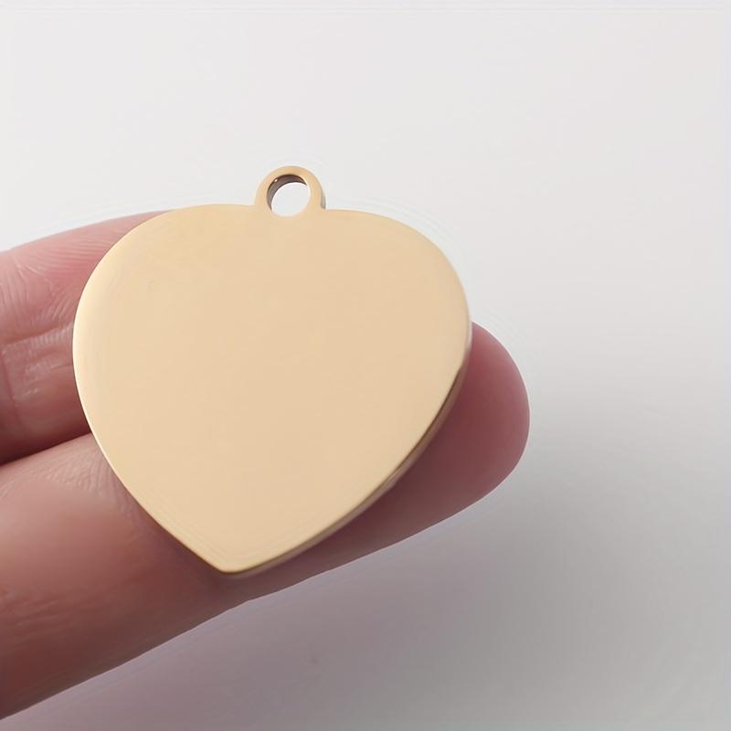 WTEMPO 2 szt. Stal nierdzewna Gładki wisiorek w kształcie serca Pusty tag w kształcie serca DIY Brelok + Łańcuszek na klucze Możliwość grawerowania Walentynki Pamiątkowy prezent