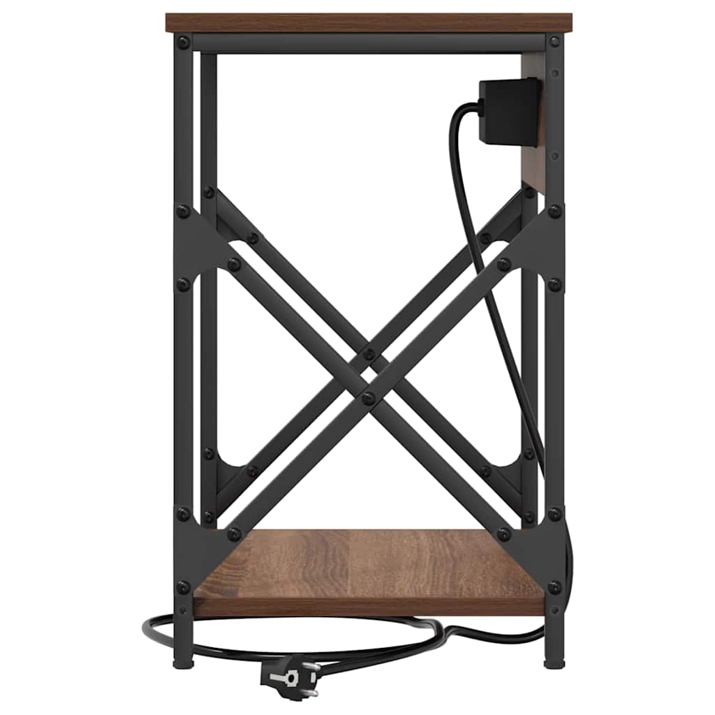 Nightstand Brown Oak Effect 41 X 31 X 51 Cm Engineered Wood