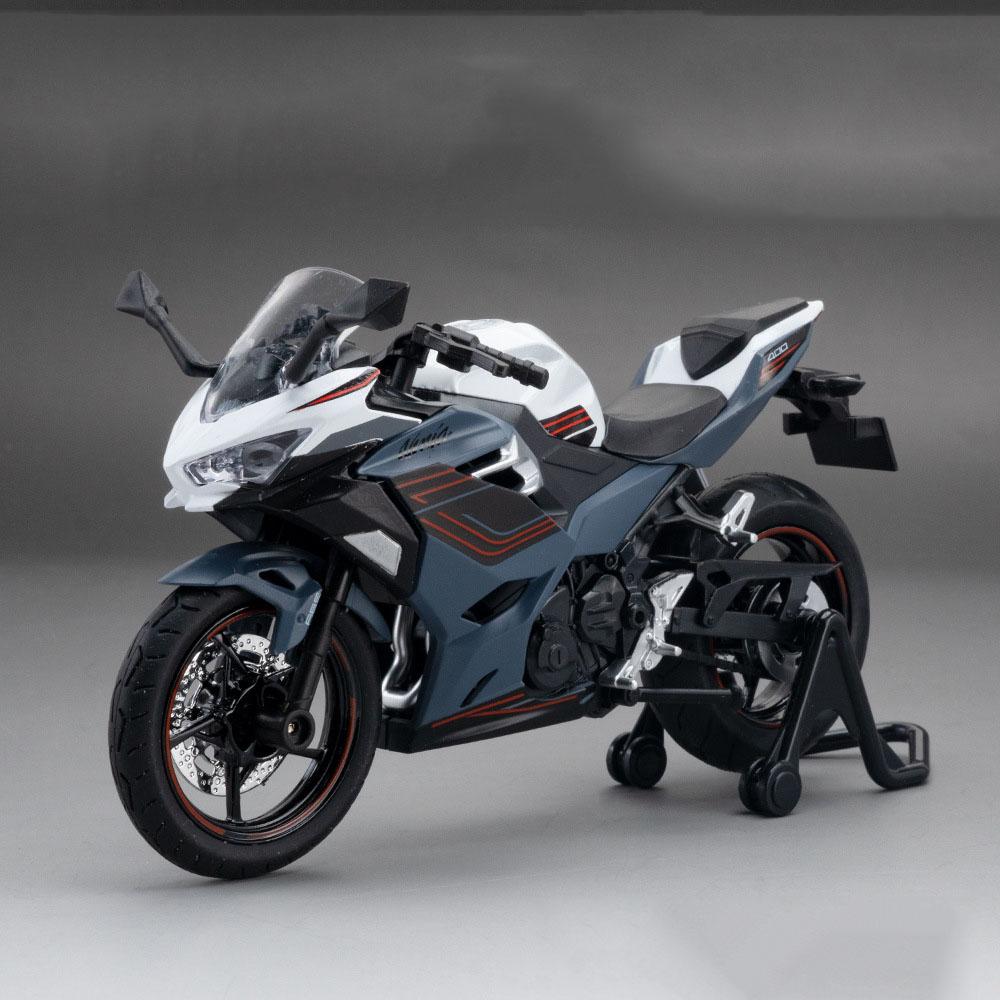 1:12 Kawasaki Ninja 400 Zx6r Alloy Motorcycle Diecast Model Miniature Toys Car Front Wheel Steering With Light Vehices Boy Gifts