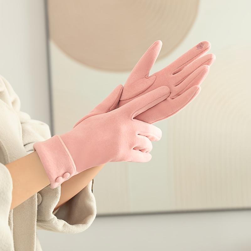 1 Pair of Warm Gloves Suitable for Women's Winter Fleece-Lined Windproof and Cold-Resistant Touchscreen Cycling Driving Fingerless Mittens
