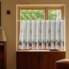 American Style Short Bay Window Curtains No Drilling Simple Style Window Screen Light Permeable Dustproof Strawberry Pattern