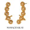 MamacitaSlay Elegant Curvature Daisium Zircon Hunging Earrings Trendy Women's Stainless Steel Jewelry Party Accessories
